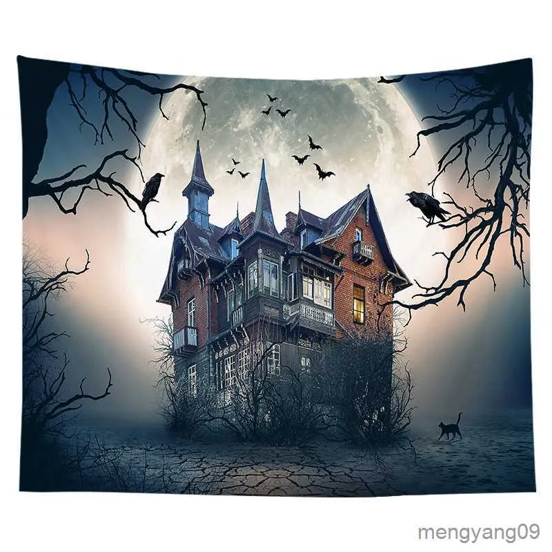 Tapissries Halloween Tapestry Castle of the Night Cemetery Tapestry Hippie Tapestry Wall Hanging For Bedroom Dorm Living Room Home Decor R230810