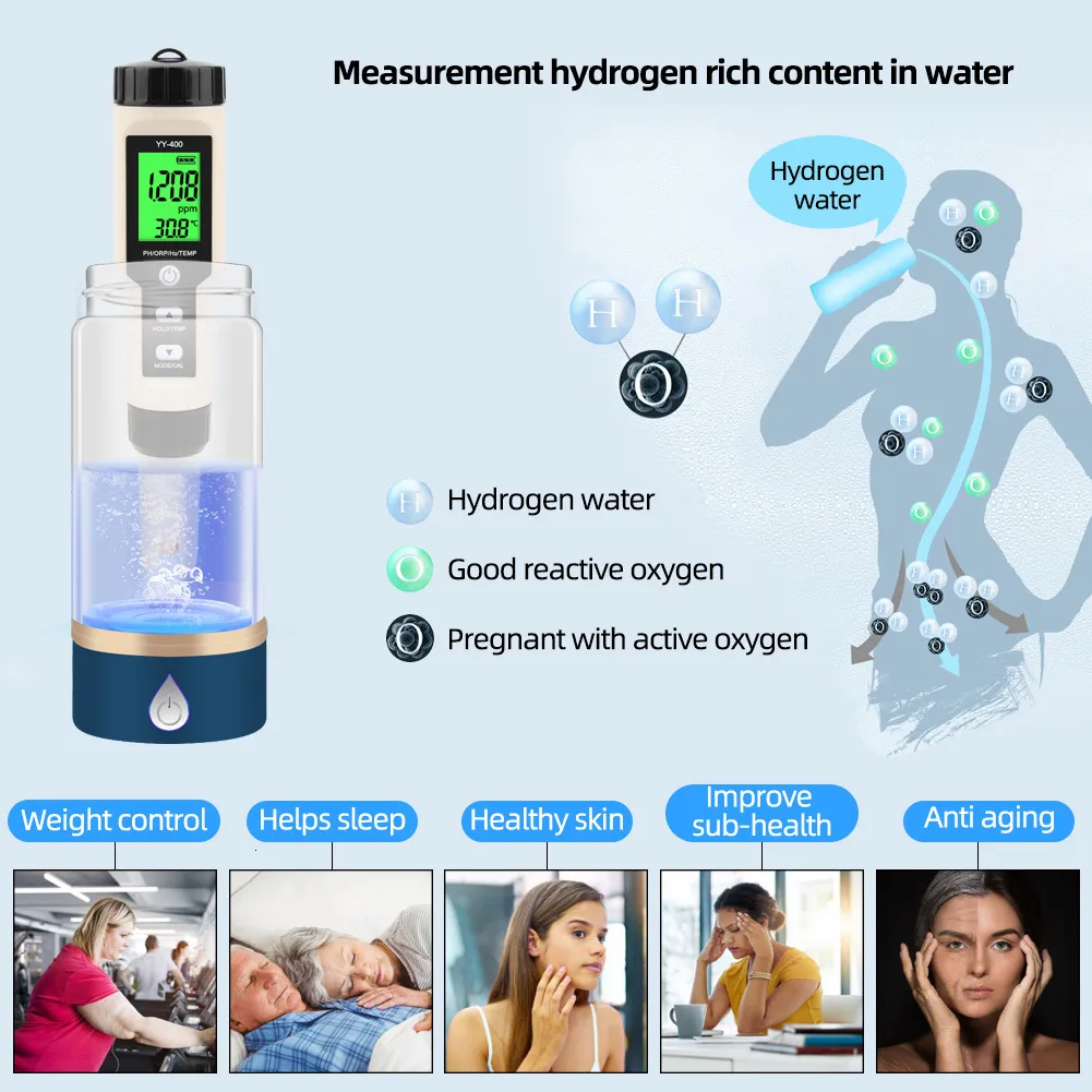 New 4 In 1 PH/ORP/H2 And TEM Meter Dissolved Hydrogen Meter Water