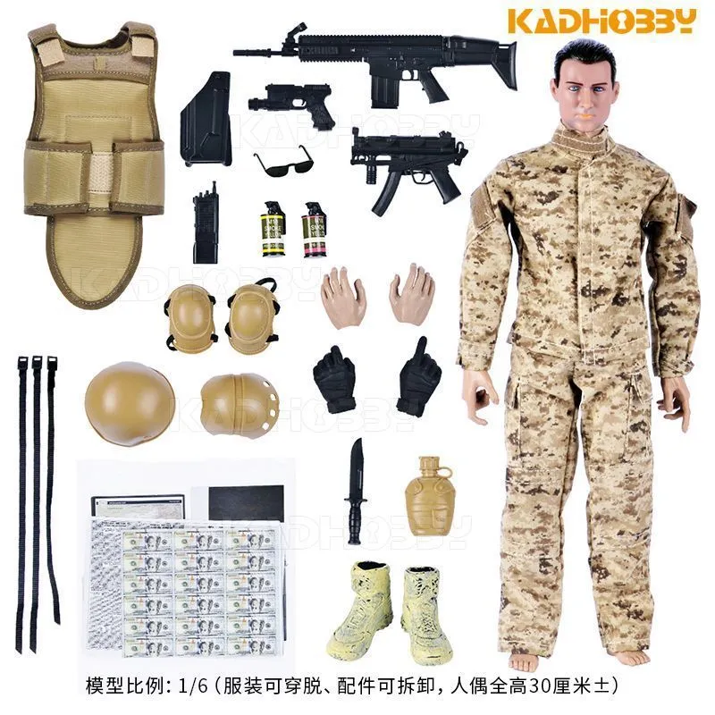 Militära figurer 1 6 Action Figure Army 30cm Combat Swat Soldier with Gun Forces Model Toys 230810