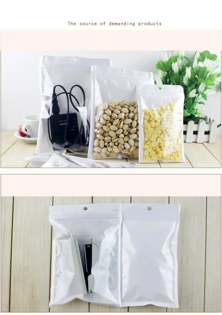 Clear white smell proof plastic bag packaging bulk gift Packages PVC bag self sealing baggies mylar bags custom