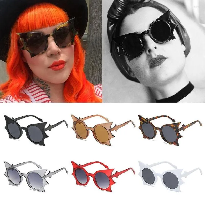 Sunglasses Rimless Bat Shaped Trendy UV 400 Protection Colorful Goth Sun Glasses Halloween Cosplay/Disco Party