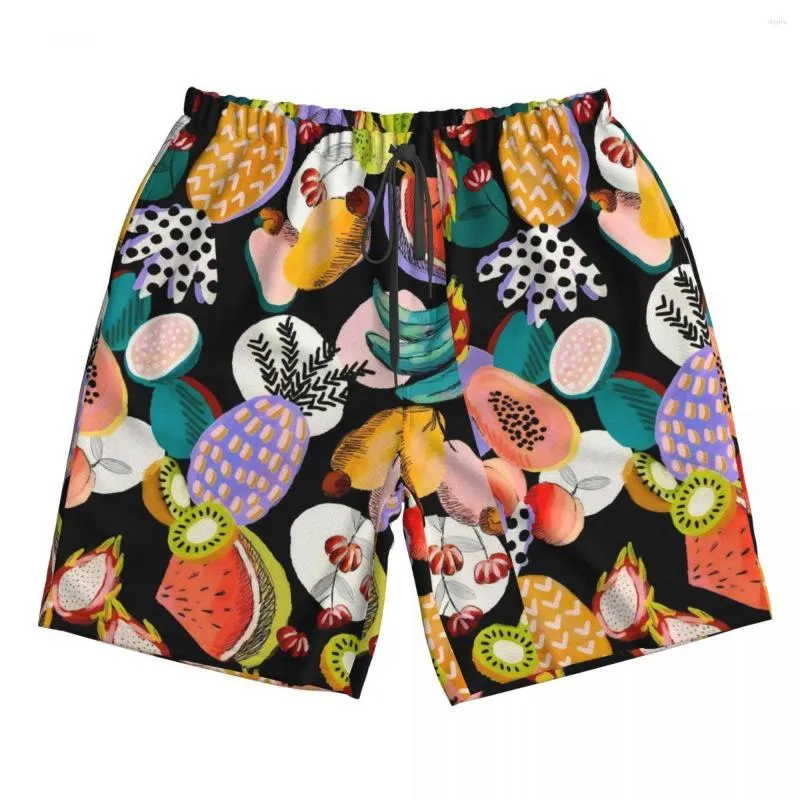 Chasse de maillots de maillot de bain pour hommes Trunks de baignade de plage de plage de maillot de bain coulant sports de fruit kiwi papaya sèche rapide