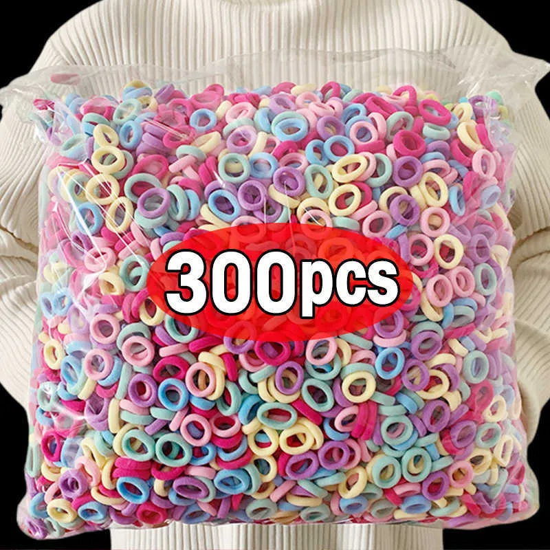 100/300st/Set Women Girls Colorful Nylon Elastic Hair Bands Ponytail Hold Hair Tie Rubber Bands Scrunchie Hårtillbehör