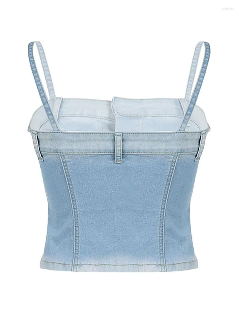 Women's Tanks Chic And Alluring Y2K-Inspired Backless Denim Corset Top With Push-Up Bustier Tie-Up Camisole For Women S Streetwear