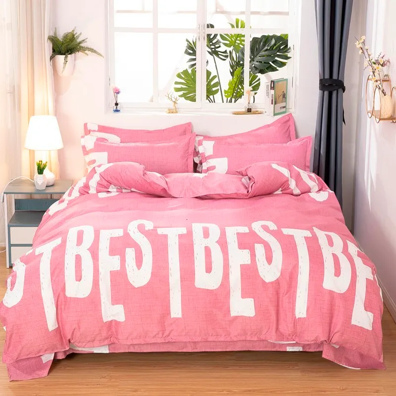 Ensembles de literie ensemble doux ensembles de couette Queen Size housse de couette draps roses draps de lit King Euro 2 personne amour 230809