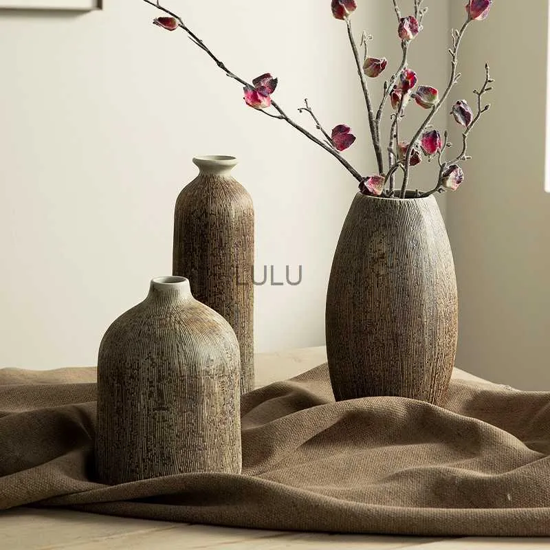 Vaso cinese rotondo in ceramica in ceramica fiore vaso per casa decorazione del soggiorno accessori per ufficio interno decorazione di decorazione di desktop hkd230823