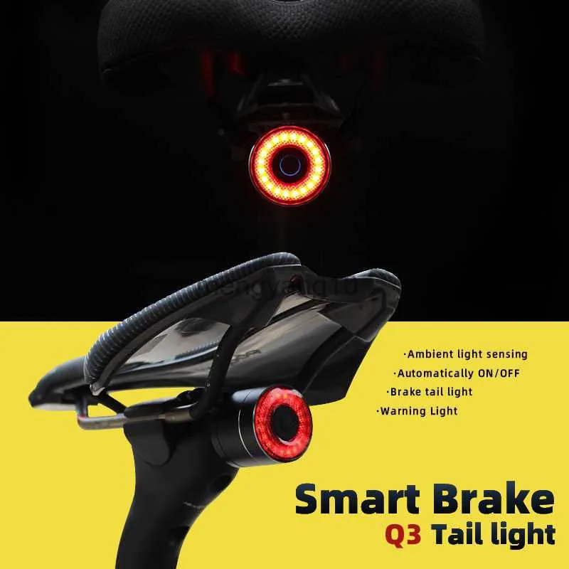 Bike Lights ANTUSI Q3 Bicycle Taillights Intelligent Sensor Brake Rear Lights USB Road Bike MTB Smart Brake Tail Light HKD230810