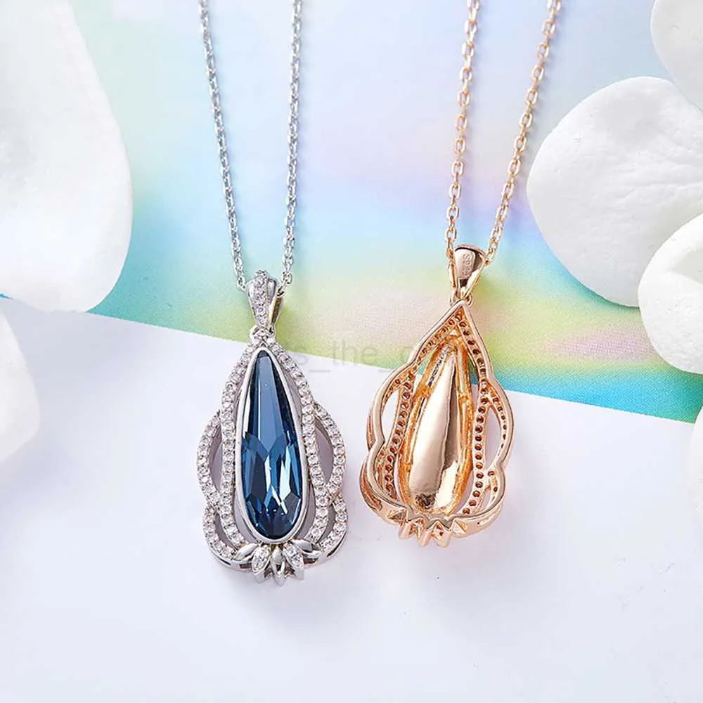 Подвесные ожерелья TKJ Европейская и американская мода Новая S925 Серебряное ожерелье мода Простая и универсальная креативная хрустальная цветочная цепь