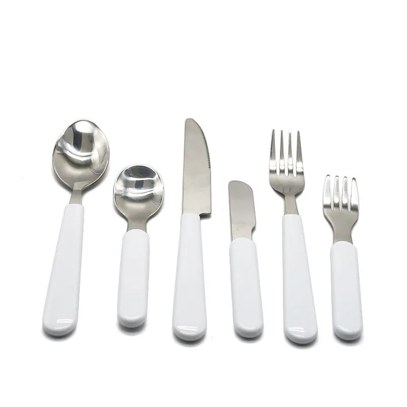 Sublimation White Tableware Set DIY Heat Thremal Transfer Cutlery Dinnerware Western Silverware Kitchen Knife Spoon Fork Dinner Set M3359
