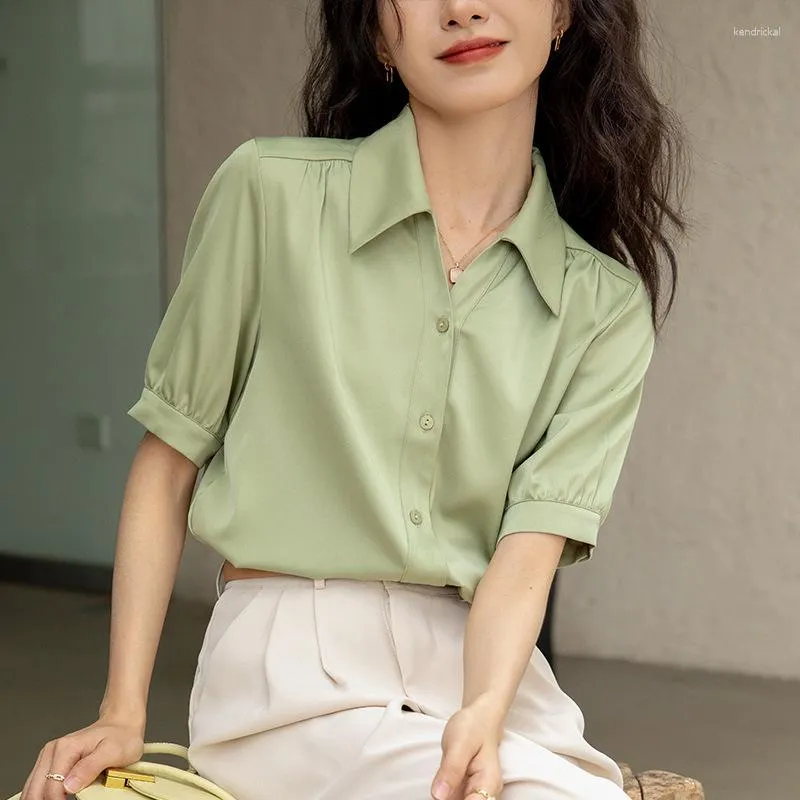 Women's Blouses Summer Shirt Loose Solid Color Top Elegant Professional Commute Clothing