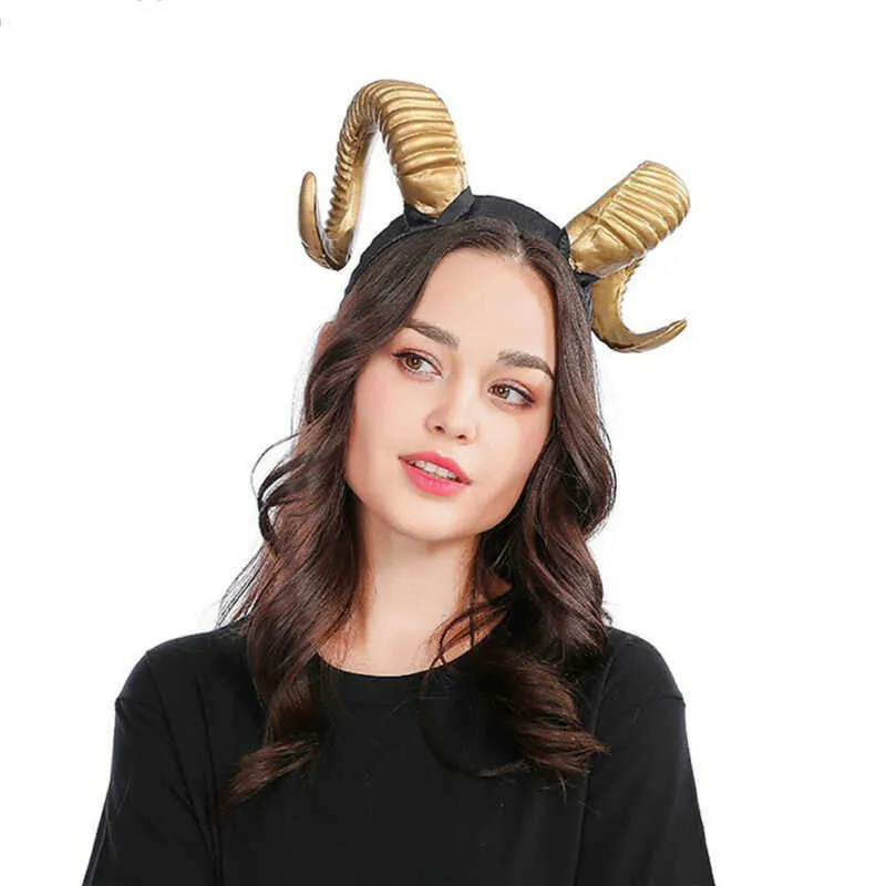 Halloween Antelope Croissant Headband Evil Witch Ridged Devil Ram