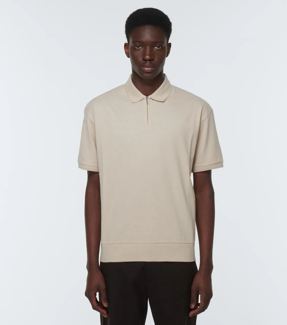 Män polo t skjortor sommar loro piana casual polos skjorta korta ärm tshirts blixtlås