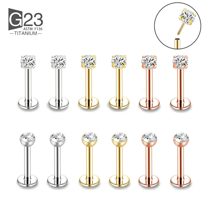 Labret Lip Piercing Jewelry 10pcs 201816G G23 CZ Labre Serg Set Steck Ring Tragus бесплатный спиральный хрящ для женщин 230809