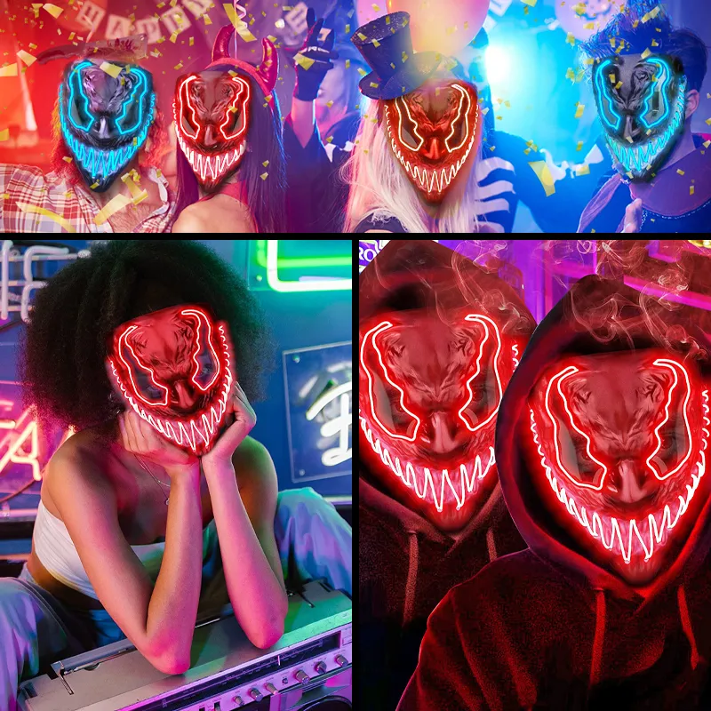 FHzytg 3 Pack LED Halloween Maske, Gruselige Maske  Produktbild-Vorschau 8