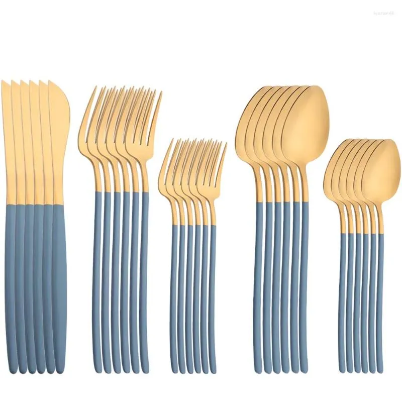 Servis uppsättningar 30st bordsvaror 18/10 rostfritt stål spegel stek kniv gaffel te sked flatvaror diskmaskin säkert kök