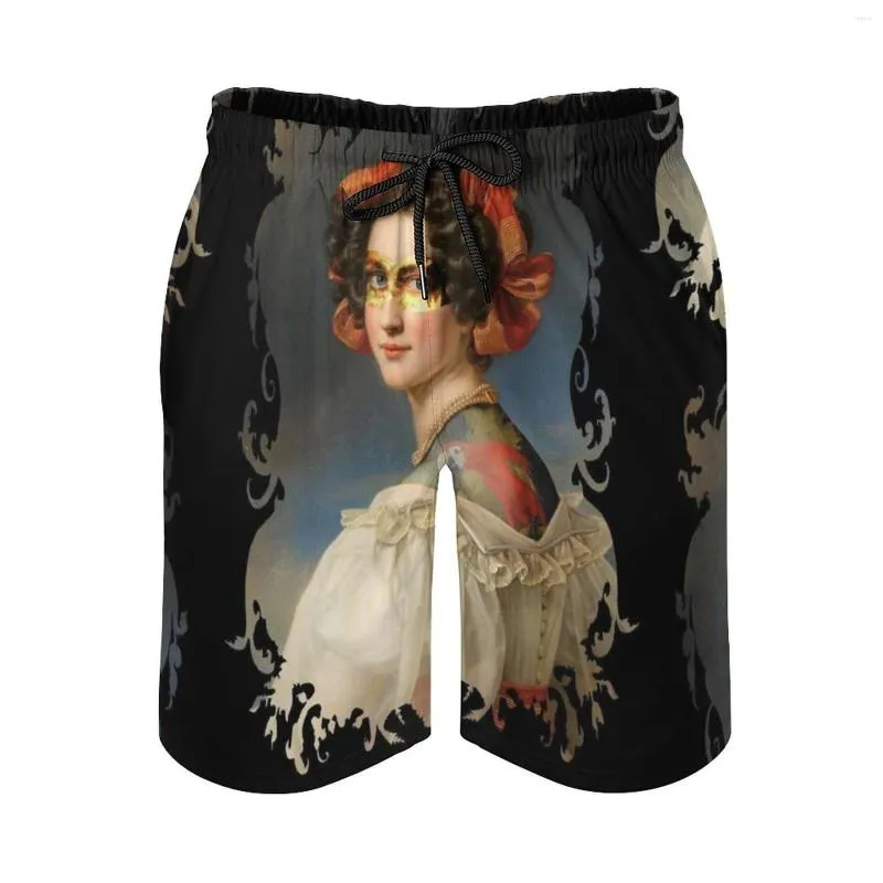 Shorts Masculino Mulher Tatuada Roupa de Banho Masculina Secagem Rápida Prancha de Praia Roupa de Banho Moda Voleibol Punk Gótico Emo Terror