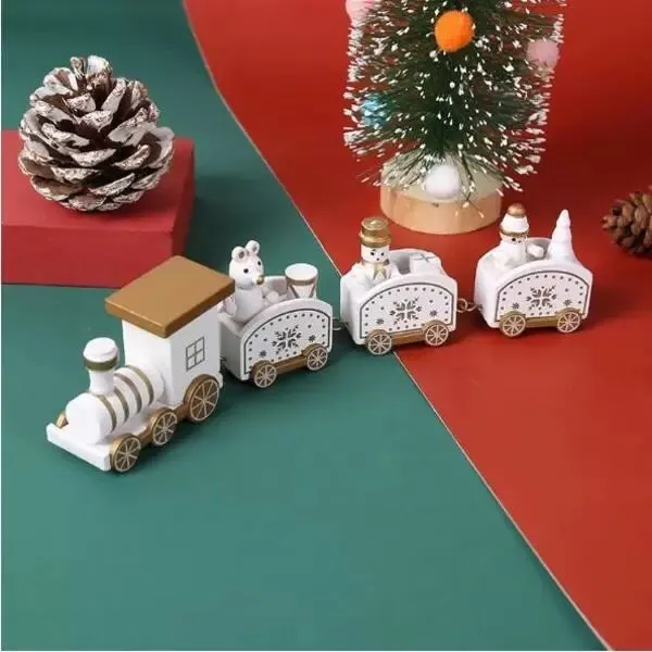 Nowe dzieci Boże Narodzenie Prezenty Drewniane ozdoby pociągu Płatek śniegu Paintowany Xmas Decor Ornament White zielony czerwony