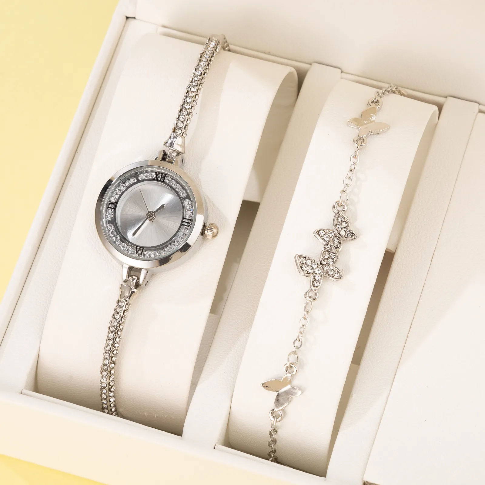 Другие часы 2pcs set reloj mujer бренд роскошный браслет для часов, женские женские модные первые часы для подарка 230809