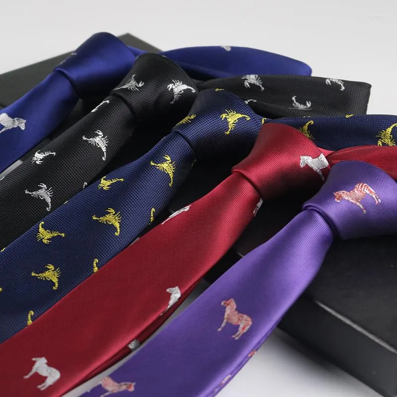 Bow Ties Personal Tide Fashion Casual Red Blue Solid Color Animal Pattern 6CM Polyester Tie For Man Woman Jk Uniform