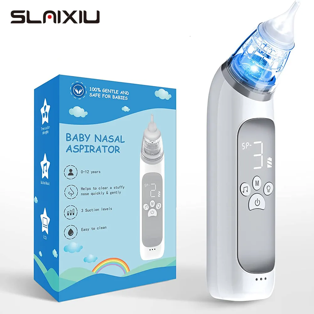 Nasala aspiratorer Baby Electric Aspirator Nose Suction Device With Food Grade Silicone Mouthpiece 3 Läges och Soothing Music 230810