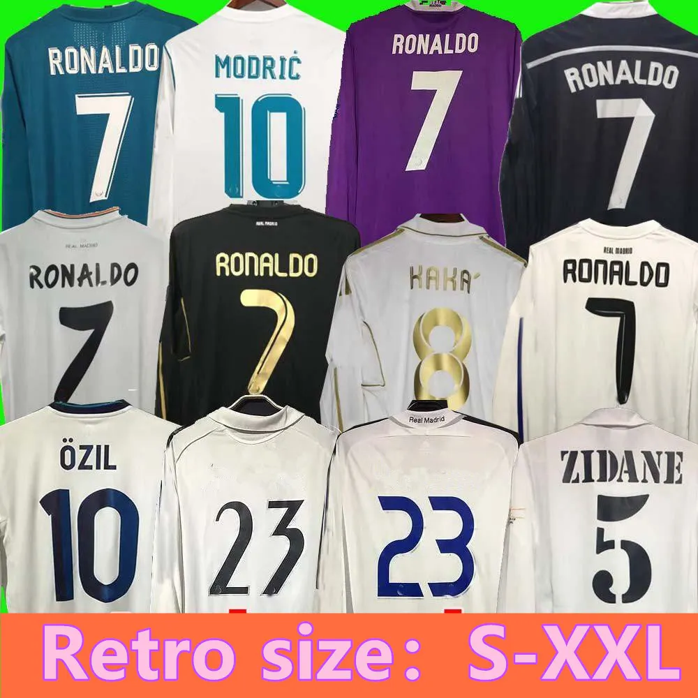 Real Retro Madrid voetbalshirt met lange mouwen Voetbalshirts GUTI Ramos SEEDORF CARLOS 10 11 12 13 14 15 16 17 RONALDO ZIDANE Beckham RAUL 00 01 02 03 04 05 06 07 finale KAKA 9