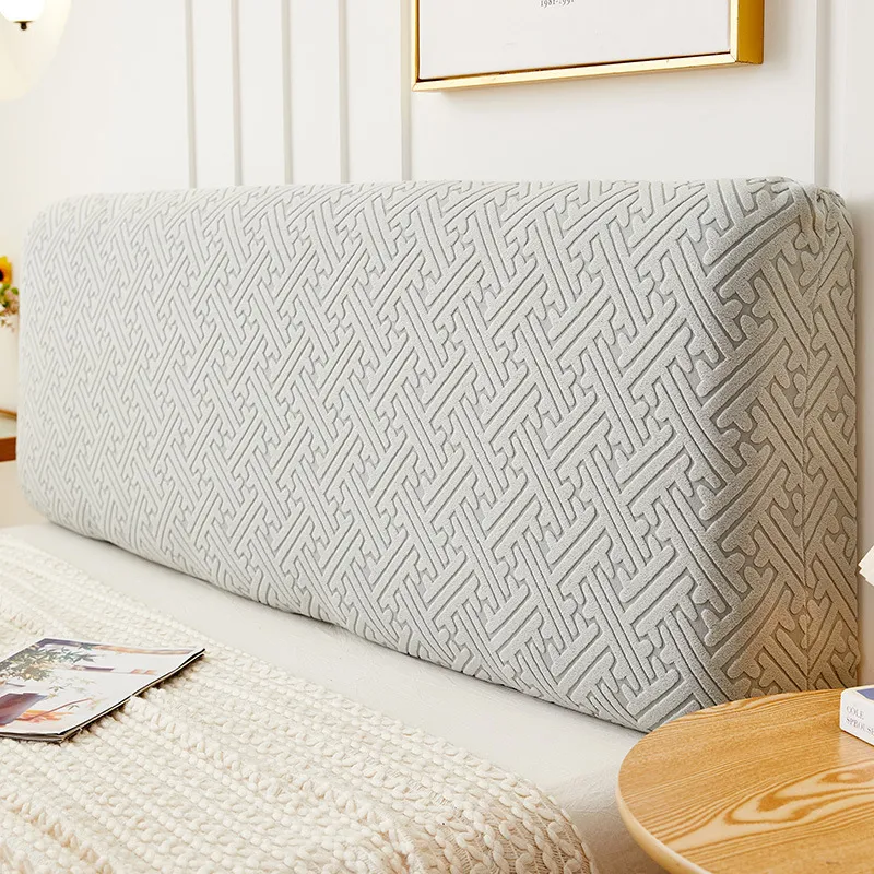 Nordiska all-inclusive-headboard-täckning Dammsäker elastisk jacquard vävfleece modern soffa ryggstöd