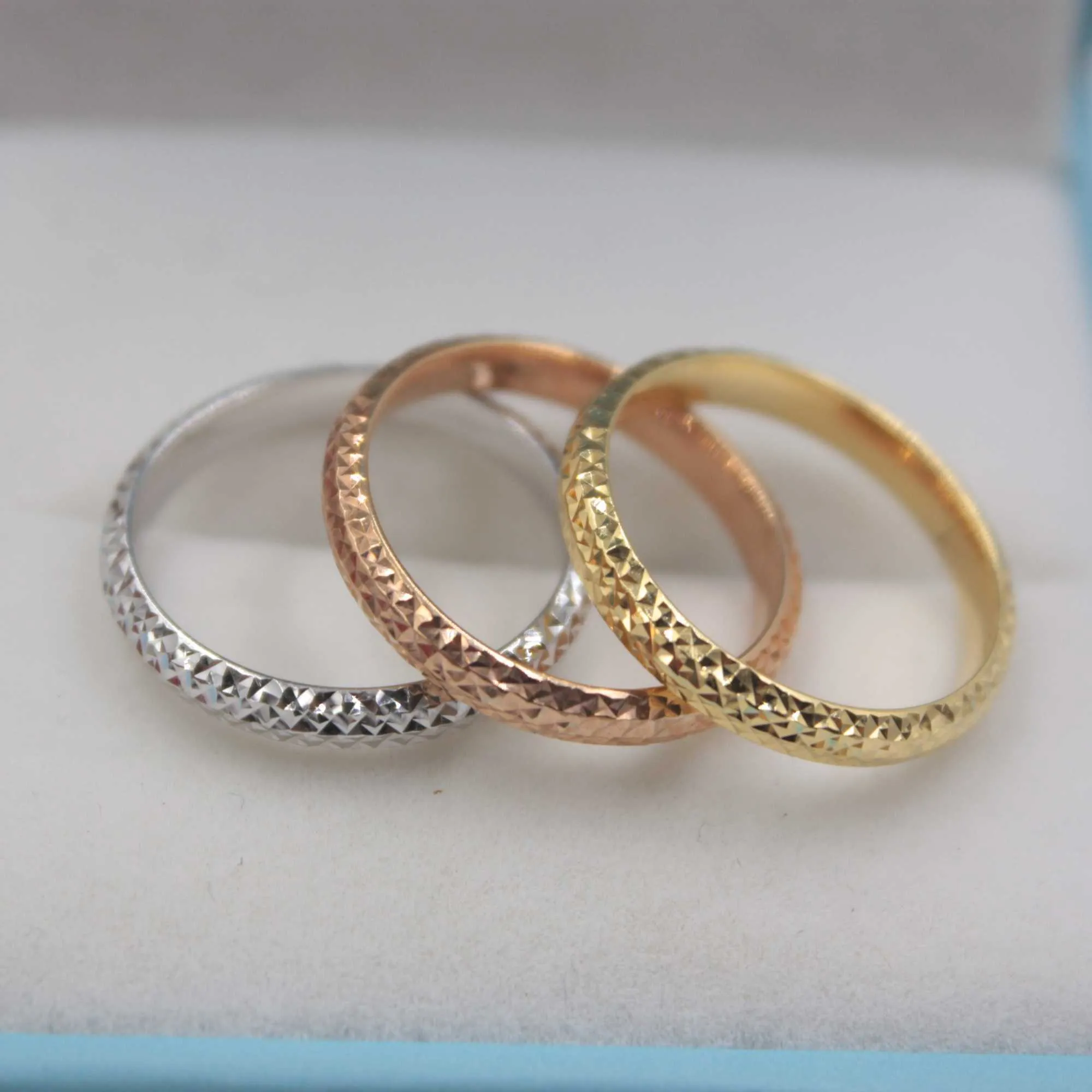 Кольца Band Ring 18k Soild Gold For Women Girl Star Shining Band Real Rose Gold