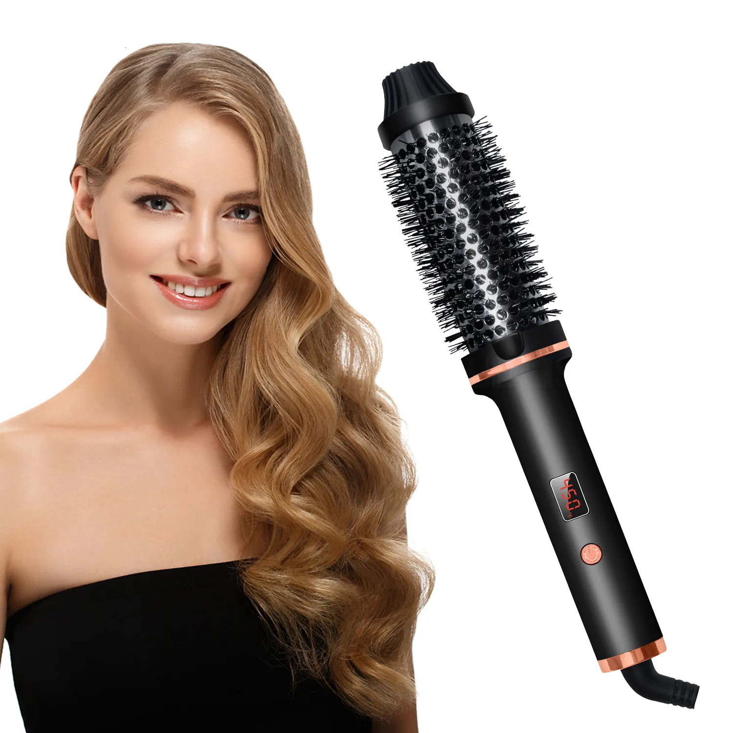 カーリングアイアン3 In 1 Ionic Hair Curler Straightener Professional Iron Heated Styling Brush Comb Curl Wand 230809