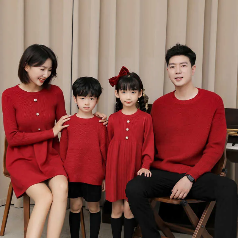 Family Matching Outfits Family Matching Sweaters For Winter Mother Daughter Knit Dress Dad Son Sweater Couple Outfit Women Men Kids Baby Sweaters