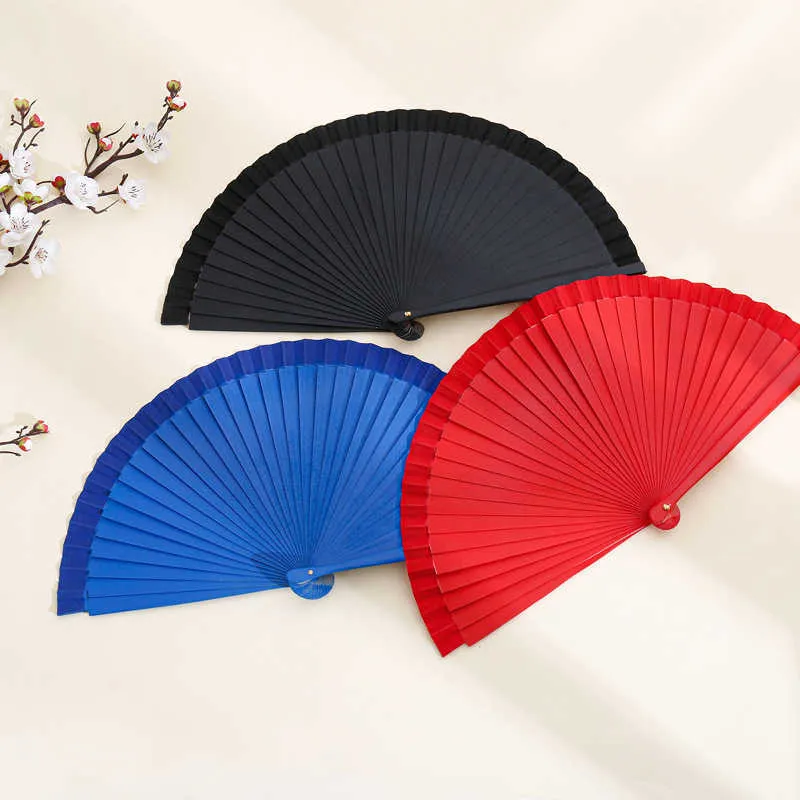 Chinese Style Products Spanish Pure Color Wood Folding Fan Dance Prop Wedding Party Gift Home Modern Simple Decoration Women Hand Held Fan