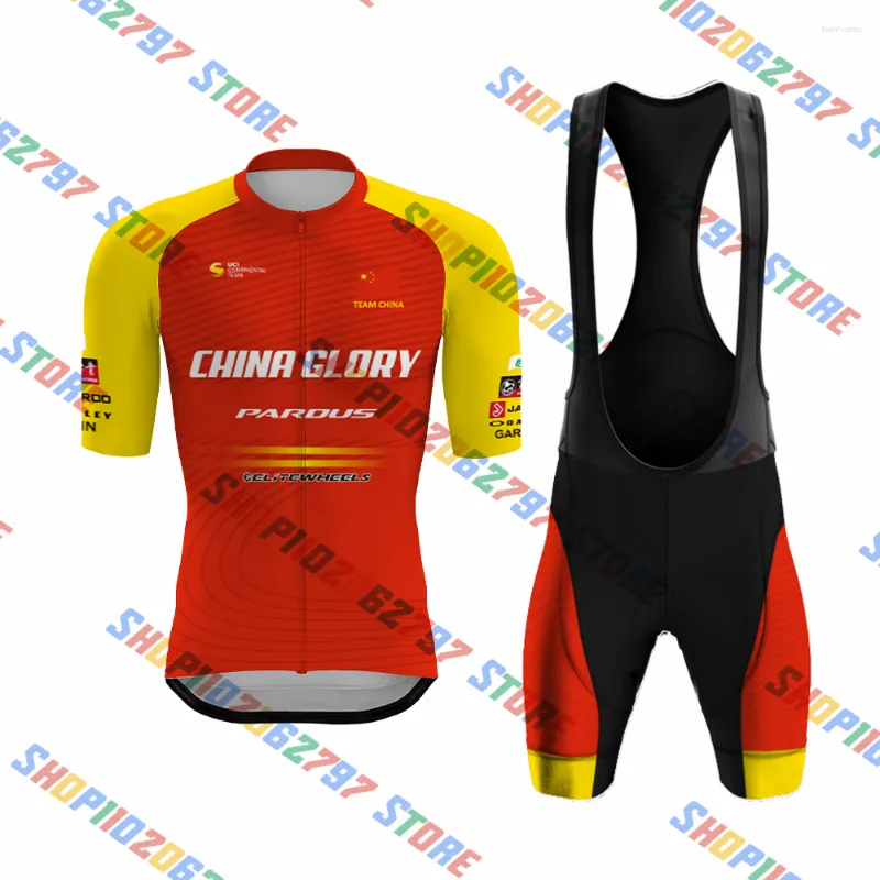 Yarış setleri 2023 Çin Glory Bisiklet Jersey Set Giyim Yaz Kısa Kollu MTB Gömlek Bisiklet Maillot