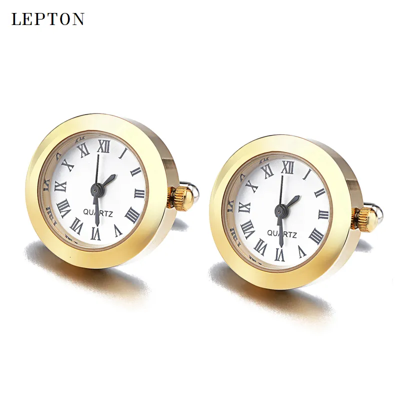 Manschettlänkar Batteri Digital klocka Manschettknappar för män Lepton Real Clock Links för Mens smycken Relojes Gemelos 230809