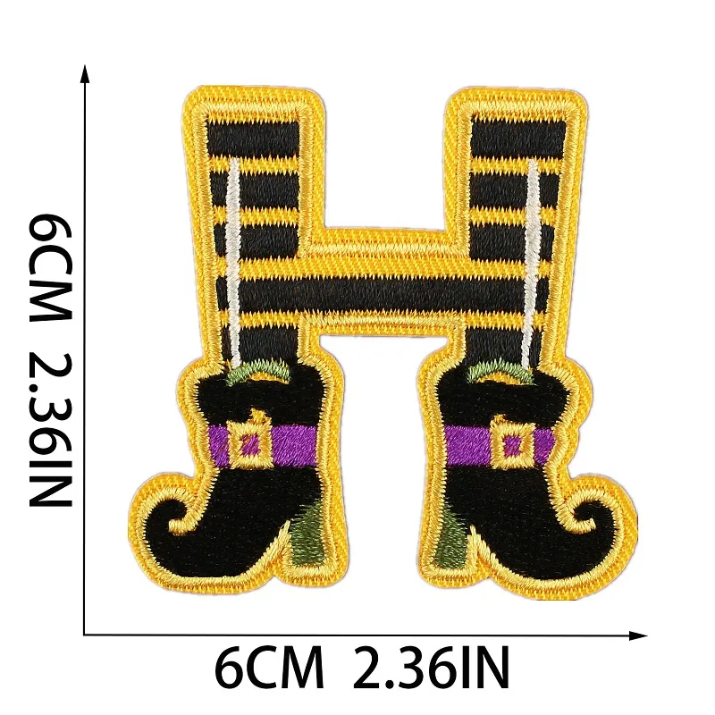 52 Pack A-Z Iron On Letter Patches - Gold Glitter Alphabet For Clothing, Hats, Bags (2.6", White & Black)