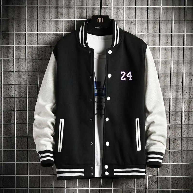 Autumn Jacket for Men Letter Print Streetwear Harajuku Baseball Uniform University Varsity Button Fly Coats Loose Patchwork Tops