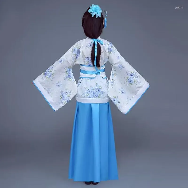 مرحلة ارتداء الأزياء الصينية القديم تانغ أزياء الأطفال يتفوق على الفتاة الفتاة التقليدية هانفو رداء الساتان