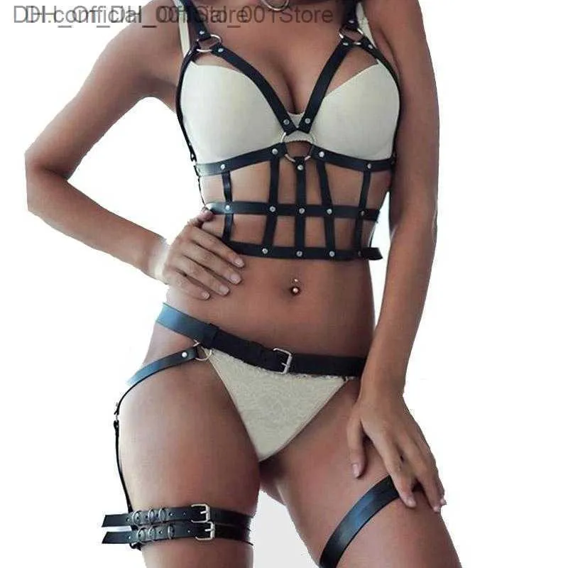 Sexy Leather Bondage Harness Set Back With Metal Leg Suspenders And Straps  For Women Z230810 From Dh_official_001store, $7.77