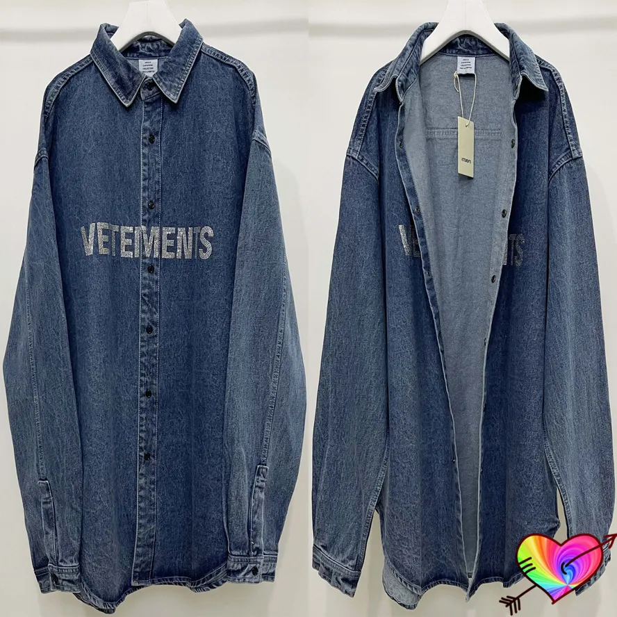 Мужские куртки 2023FW Blue Vetements Jacket Men Men Women Oversize Collection Coats Guped Button Vtm Denim Overwear 230809