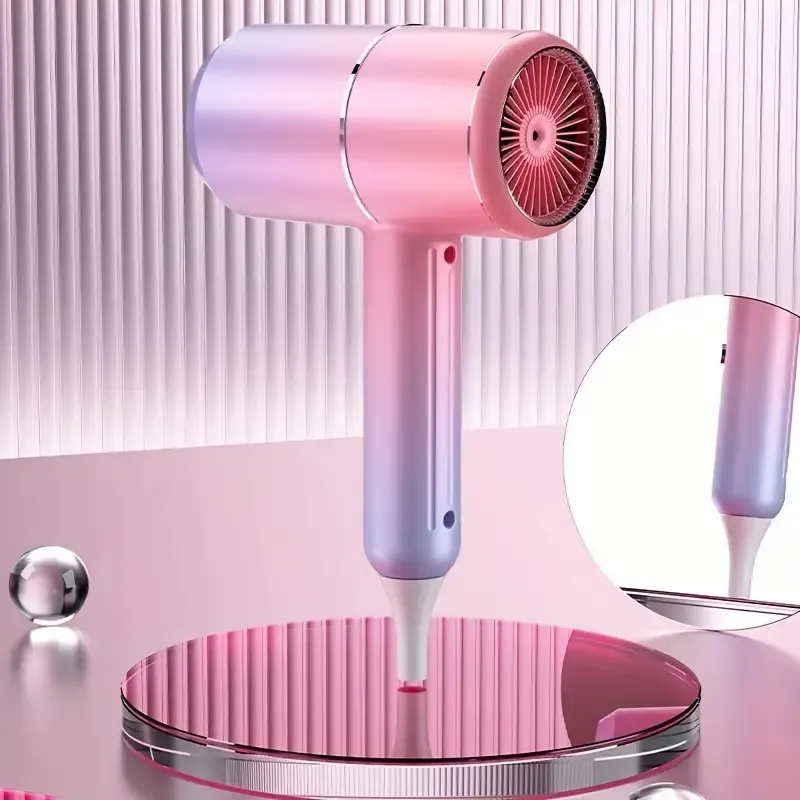 Upgrade Your Hair Styling Routine with this Gradient Pink Hair Dryer - Mute Blue Light, Negative Ion, Hot & Cold Settings!