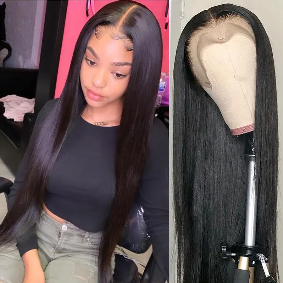 30inch Bone StraightHD Lace Frontal Wig 100％Human Hair Wigs Brazilianストレート13x4フロントウィッグプリプラックヘアライン