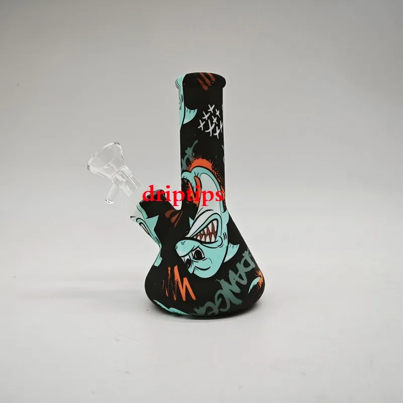 5 Inch Silicone Hookahs Camouflage Colour Beaker Design Water Pipe Rigs With 14mm Glass Bowl ownstem Unbreakable bongs pipe