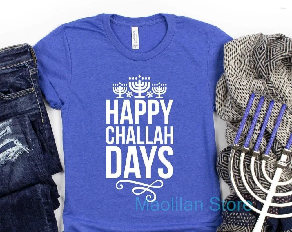 Erkek Tişörtleri Mutlu Challah Günleri Gömlek Hanuka Grafik Tee Menorah Komik Kadınlar Erkekler Unisex Plus Boyut