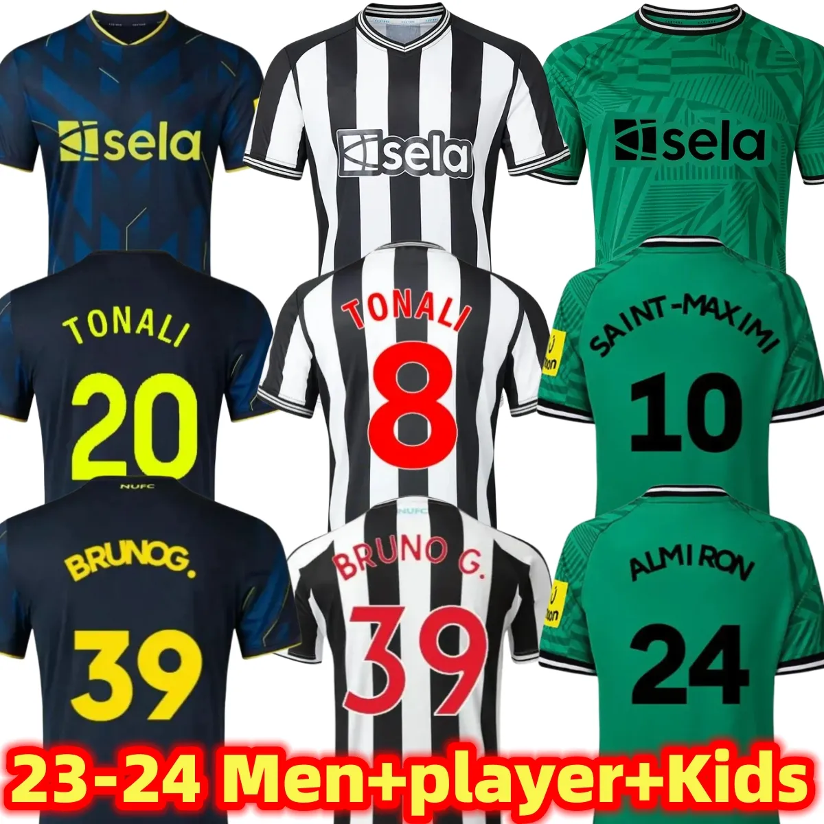 23 24 24 Newcastles Uniteds Soccer Jerseys Wilson Bruno G. Saint Maximin Isak Uniteds Football Training 2023 2024 Wersja gracza Home Away Fan Kids Kit Kids