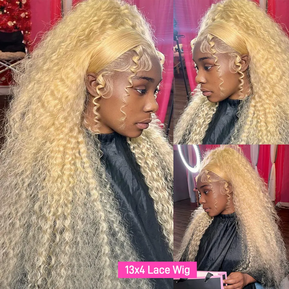 Blonde 613 Deep Wave Lace Frontal Wig 13x6 Hd Lace Wig BrazilianTransparent Lace Front Colored Kinky Curly Wigs Human Hair