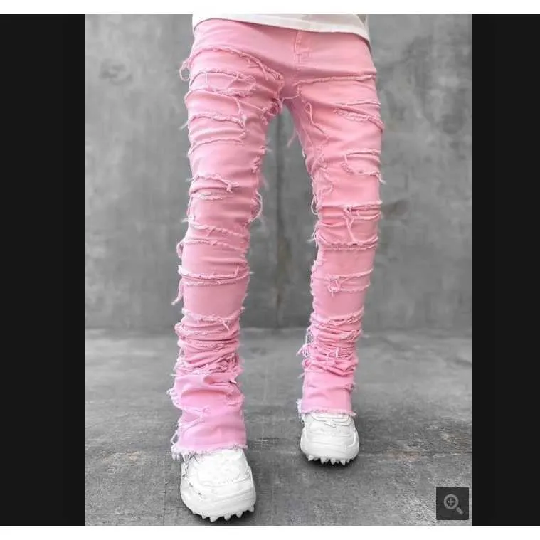 Mens pink best sale ripped jeans