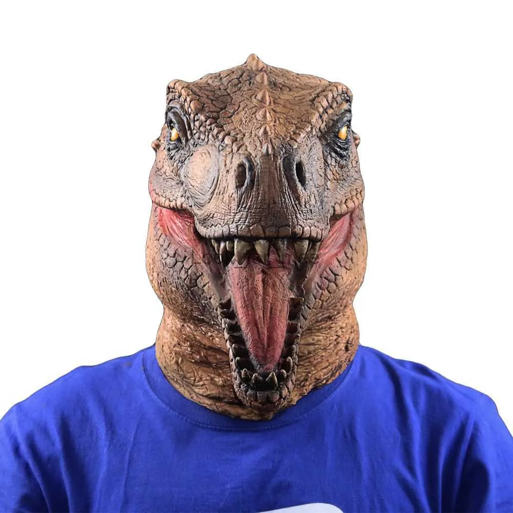 Dinosaur Head Mask Novelty Halloween Party Latex Dinosaur Head Costume High Quality Mask HKD230810