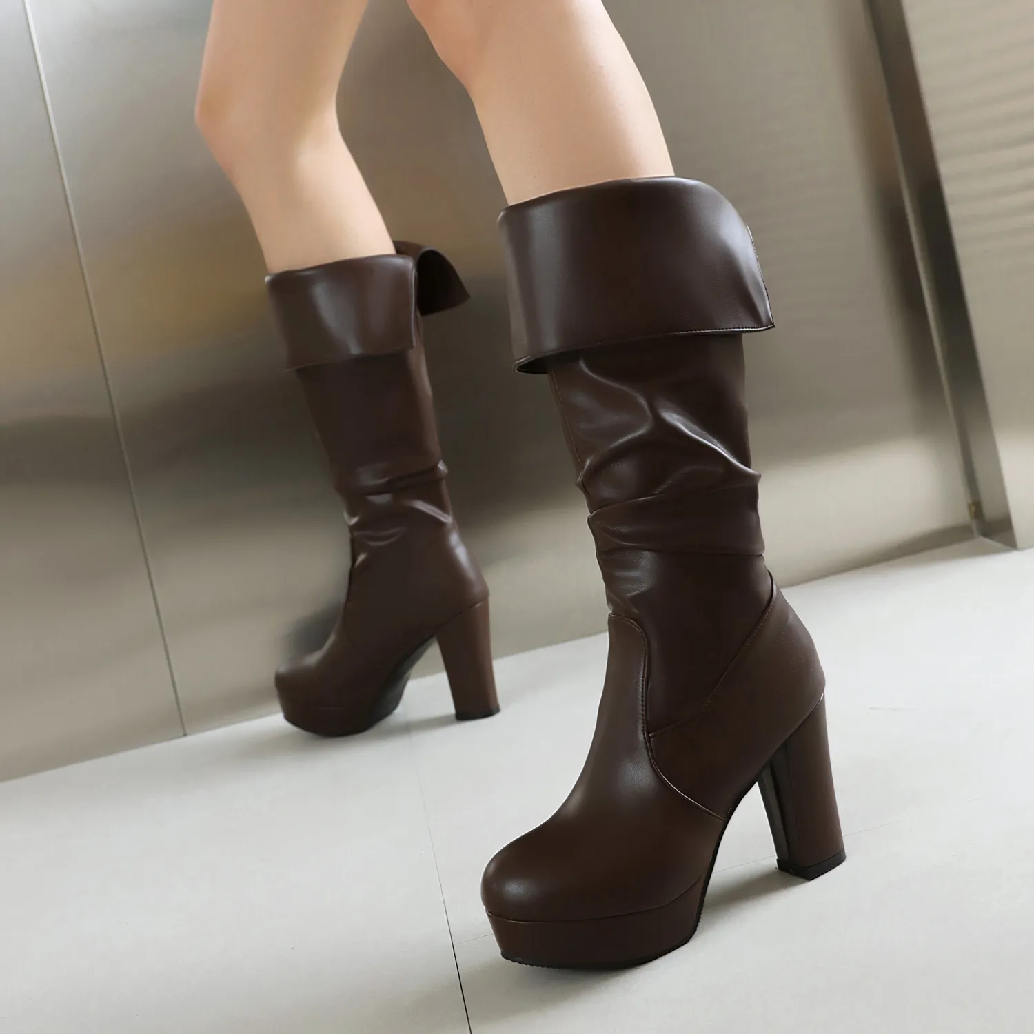 Boots Plus Size Minimalist Style Platform Ultra High Thick Heels