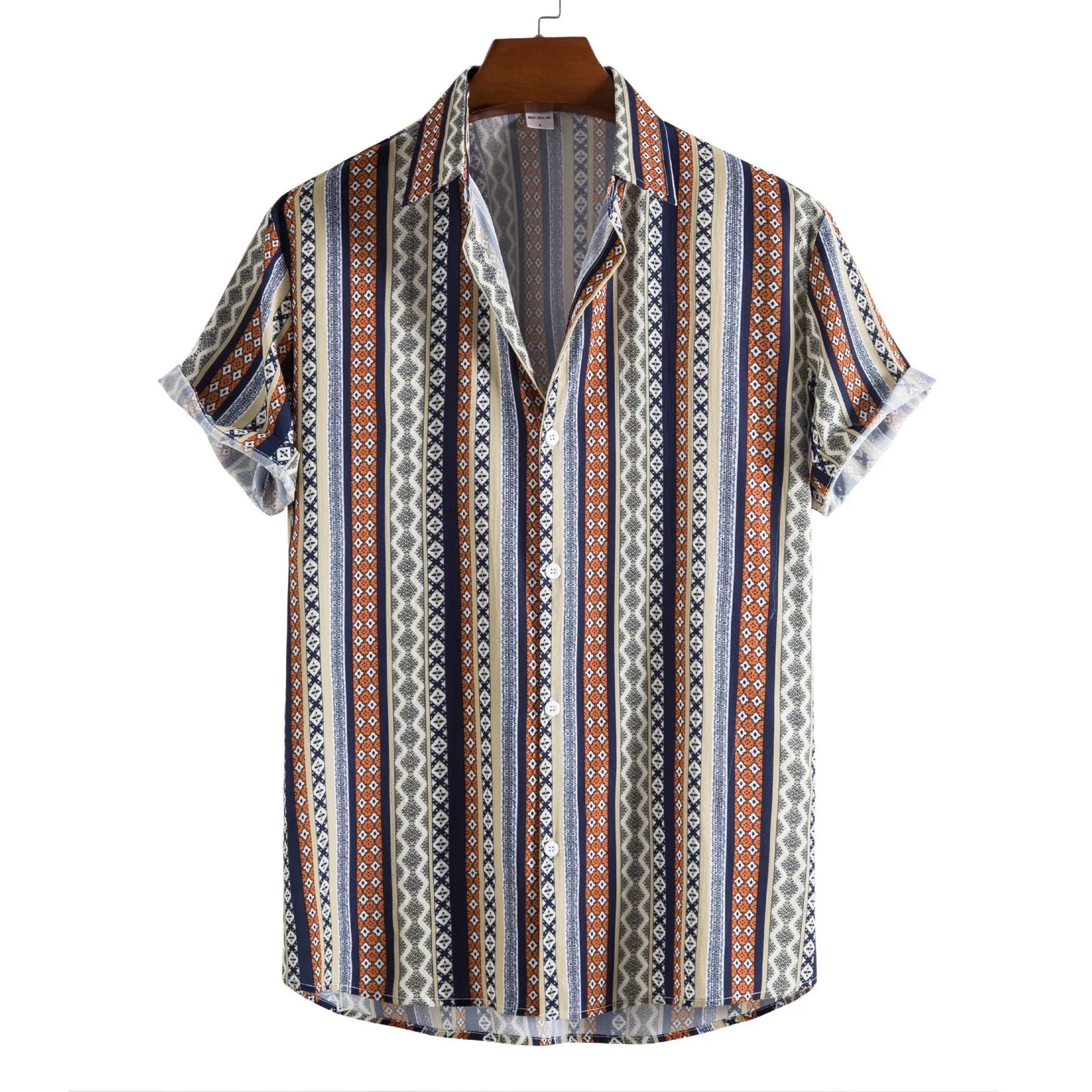 Camisas sociais masculinas Camisas masculinas casuais listradas com estampa havaiana Tops de manga curta Camisas de lapela Harajuku Summer Camisas masculinas 5xl Sport Streetwear 230809