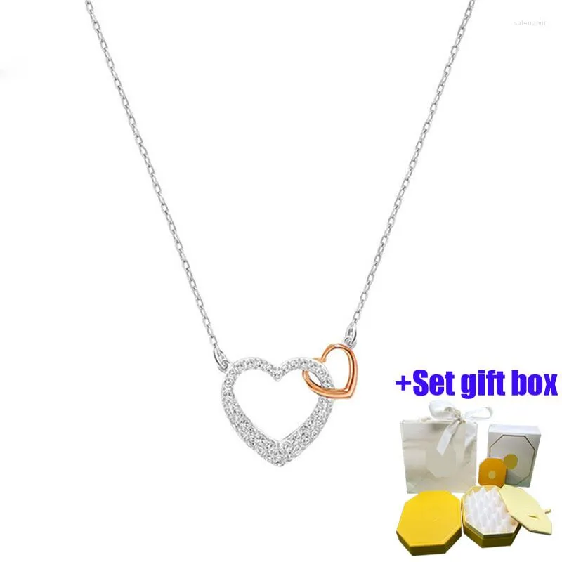 Chains Fashionable And Charming Jewelry Heart To MatchingJewelry Simple Modern Play Trend Classic Heart-Shaped Diamond Necklace.