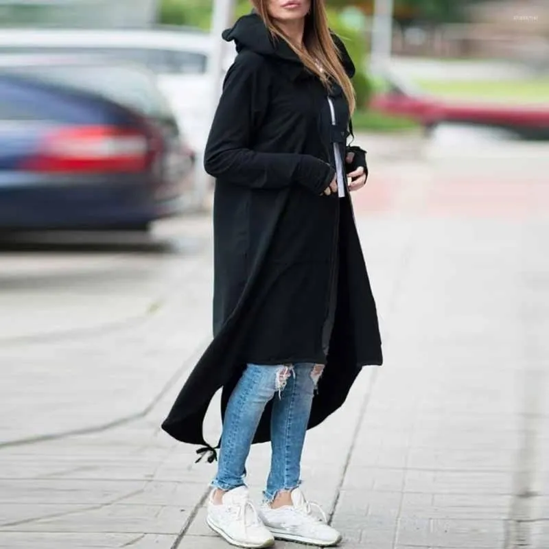 Kvinnors dike rockar kvinnor mode huva jacka långärmad solid kappa med fick elegans kontor lady jackor höst vinterkläder