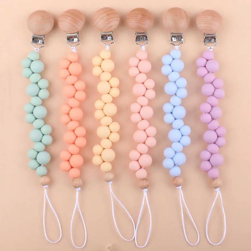 1pc baby pacifier clip chain silicone bead dummy chain stair chain newborn neploard chains nipple jolder baby baby baby toys baby adems